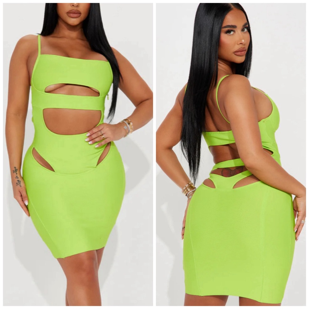 Fashion Nova Neon Control Her Bandage Mini Dress